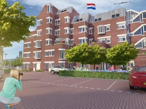 Achtergevel Duurzame appartementen De Klanderij te Leeuwarden